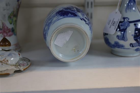 A Chinese blue and white ovoid jar, Kangxi period or later, H. 19.5cm